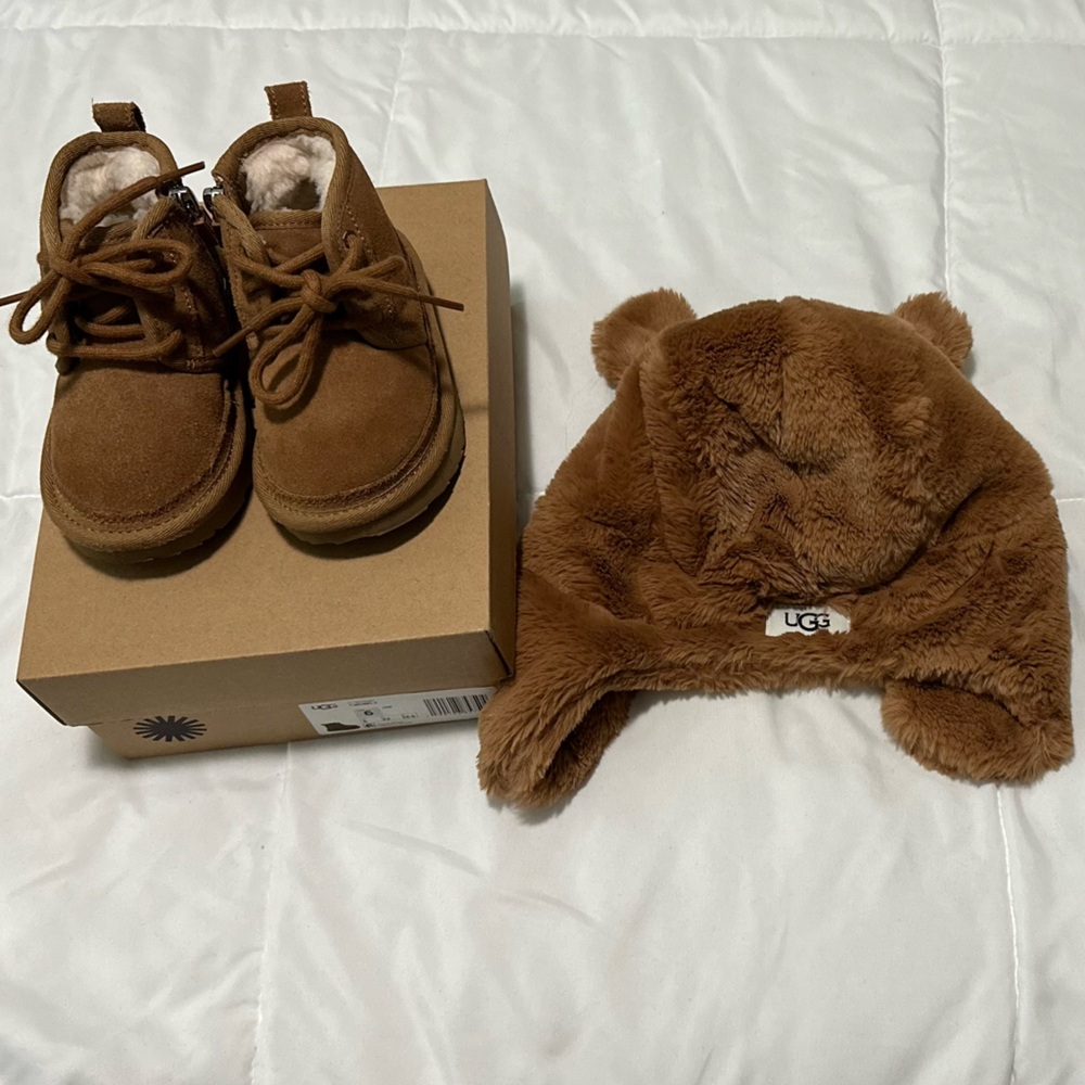 SOLD!   Toddler Ugg Enamel Boots & Ugg Hat Bundle